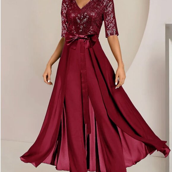 Brand New Elegant Chiffon/Sequined Jumpsuit with Bow from Light in the Box - Picture 1 of 1